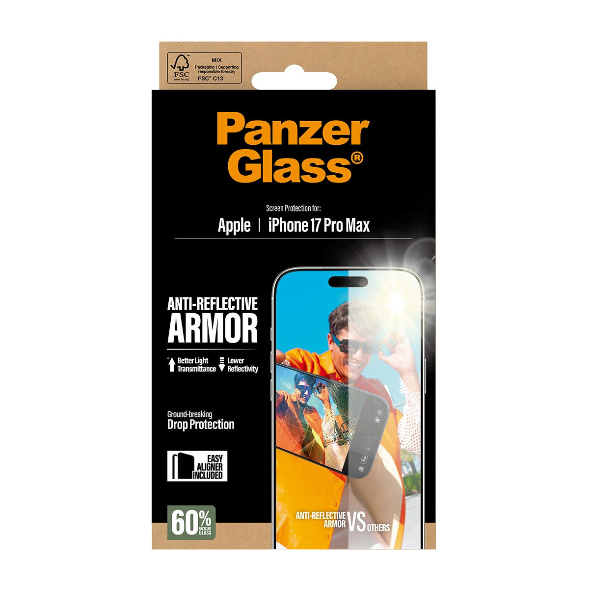 PanzerGlass® Anti-Reflective Armor Displayschutz iPhone 17 Pro Max m. EasyAligner